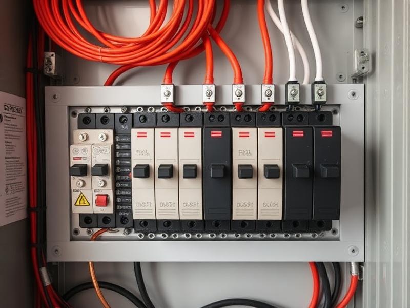 Modern residential electrical panel with organized wiring